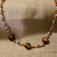 Load image into Gallery viewer, Crystal and Copper Link Necklace with Rose Cut Focal Beads