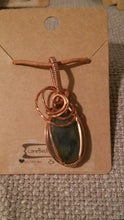 Load image into Gallery viewer, Labradorite Copper Wire Wrap Pendant with Leather Cord with Handmade Clasp