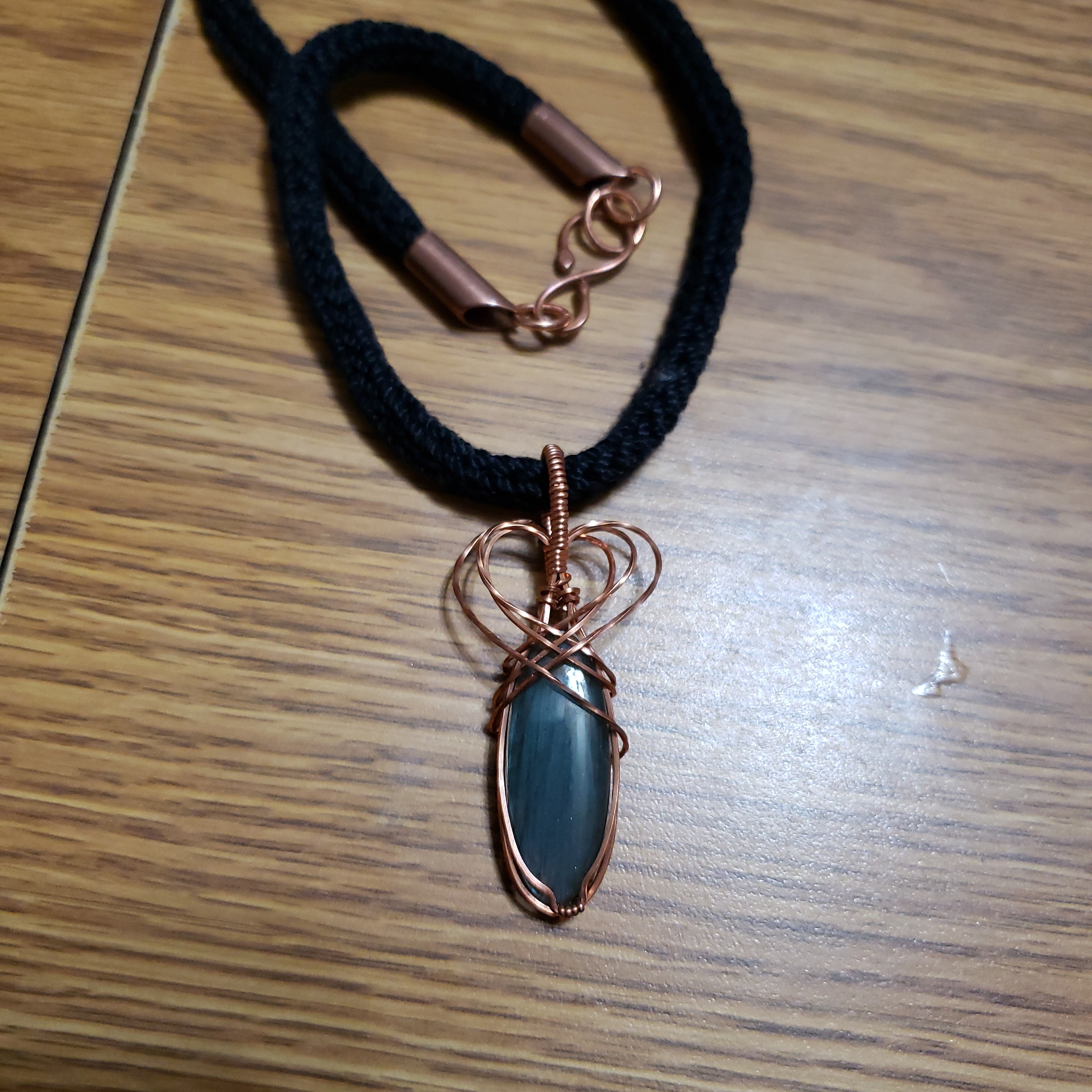 Copper Wrap Labradorite Pendant Heart Bale