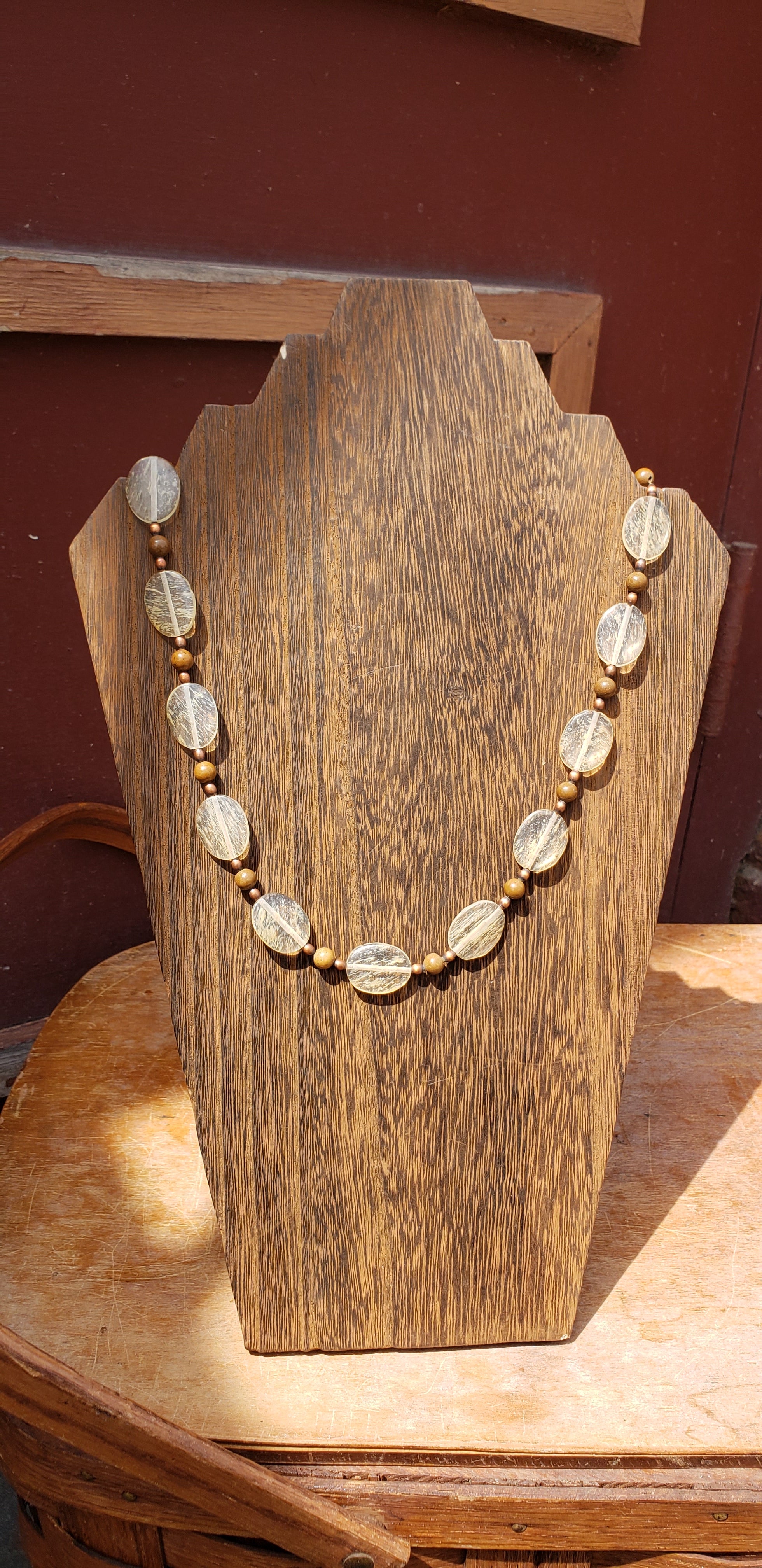 Cherry Quartz, Picasso Stone & Copper Bead Necklace