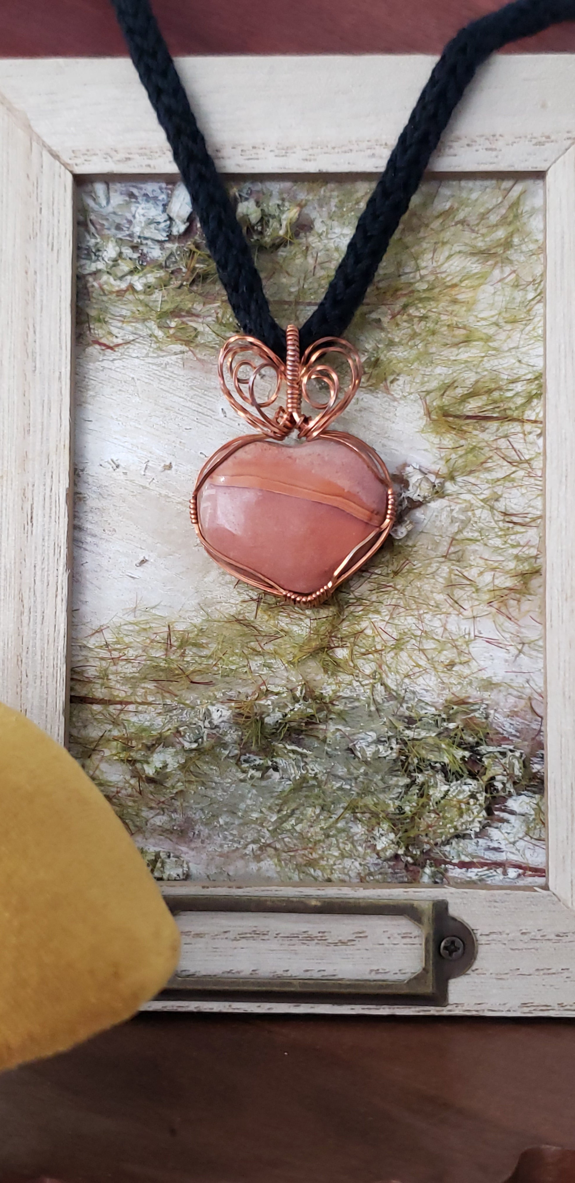 Picaso Stone Wire Wrap Heart Necklace