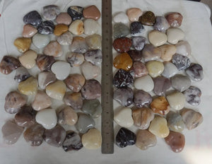 Assorted Calcite Jasper Quartz Heart Palm Stone Crystal