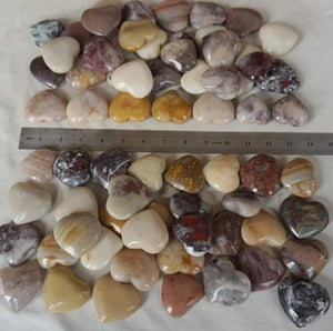 Assorted Calcite Jasper Quartz Heart Palm Stone Crystal