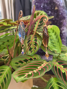 Copper and Crystal Wrapped Garden Plant Pot Decorative Charm