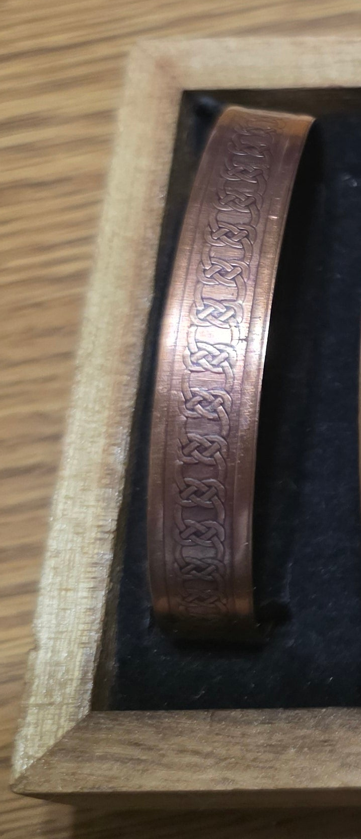 Celtic Copper Cuff with trinity knot. Lonebirchcreative.com