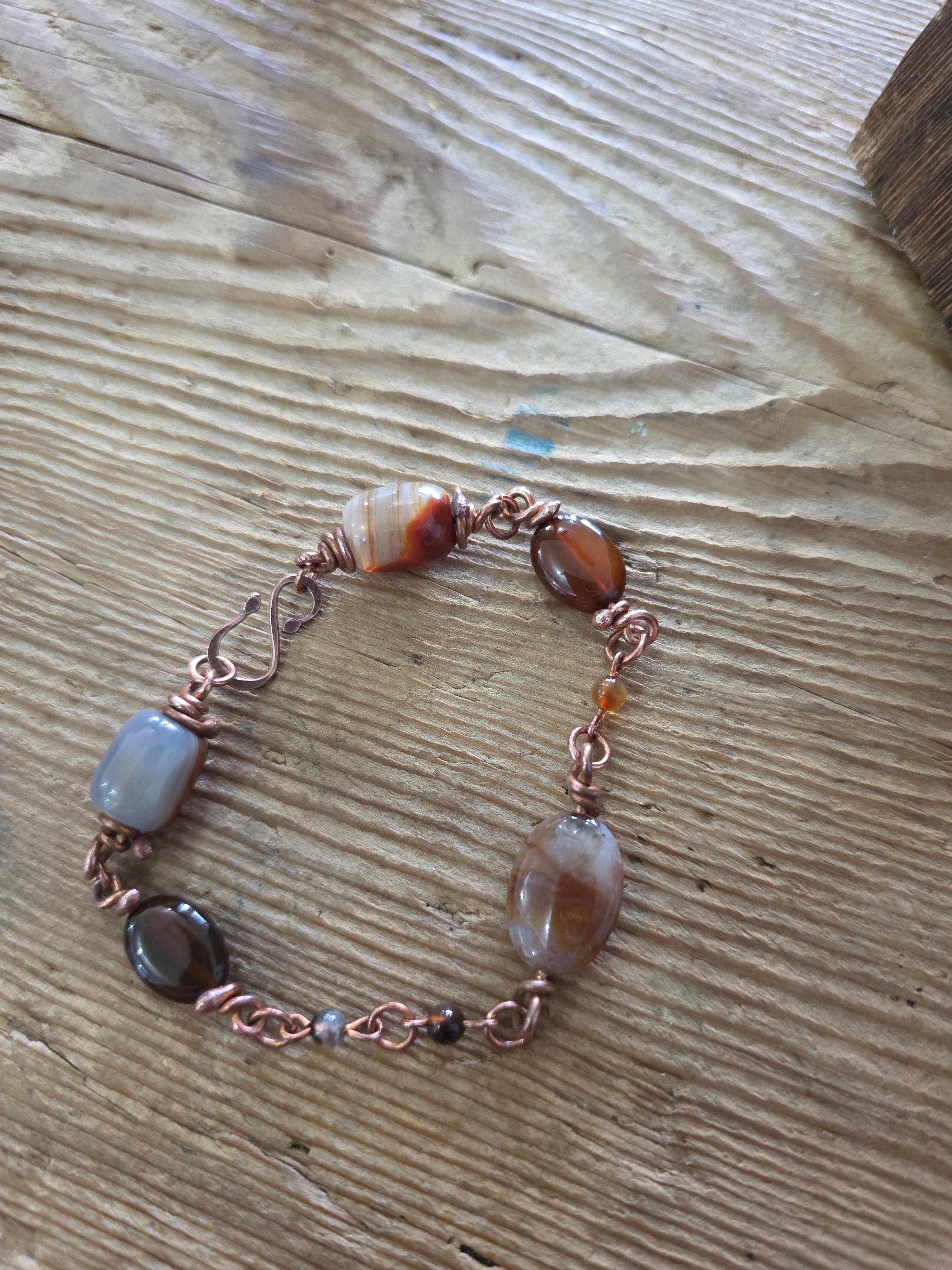 Bracelet wrapped agate bead & copper