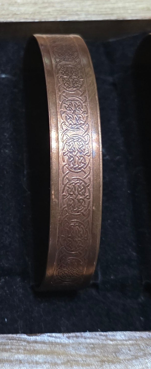 Celtic Copper Cuff with continuity knot. LoneBirchCreative.com