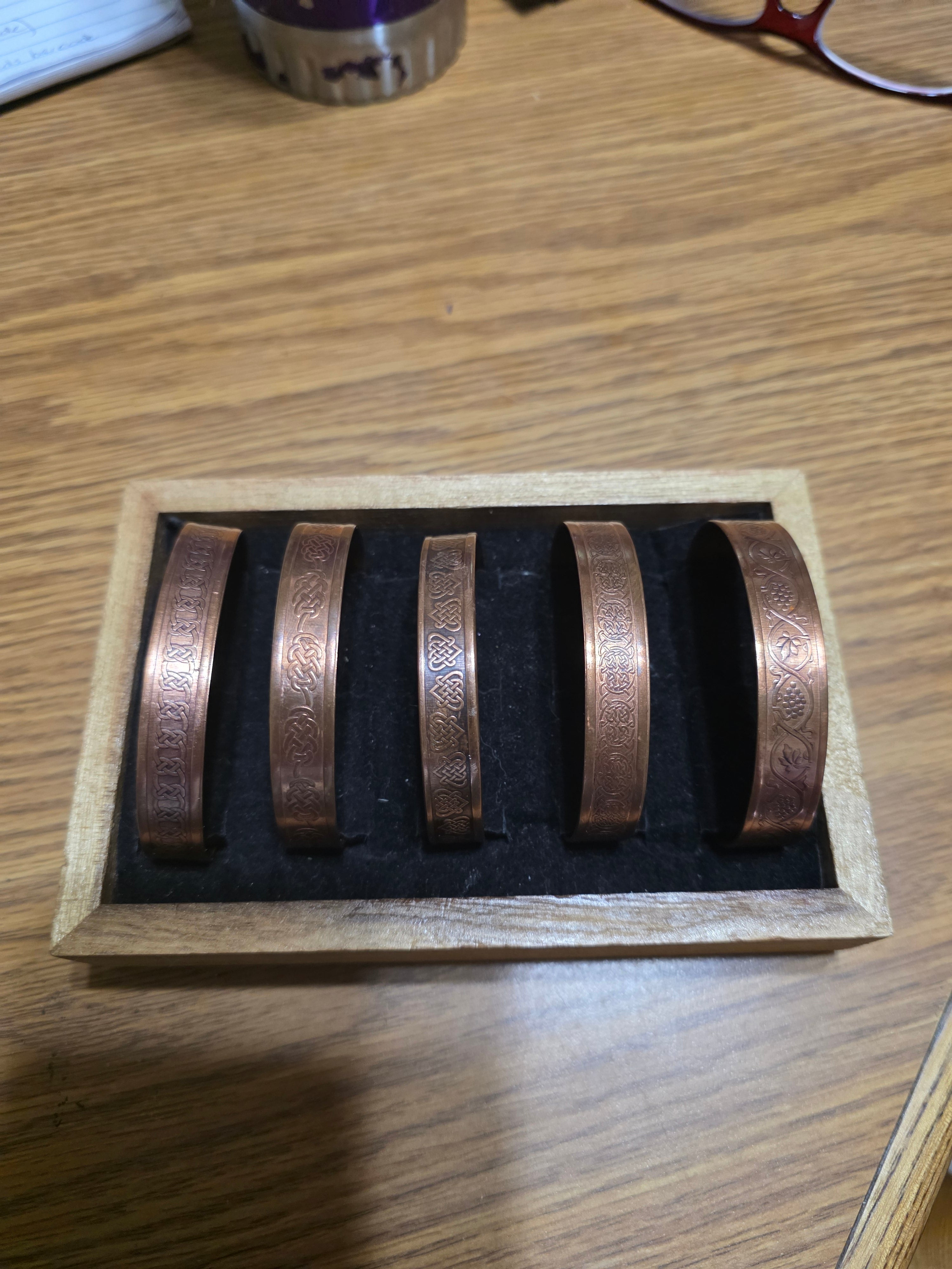 Celtic Copper Cuff with trinity knot. Lonebirchcreative.com