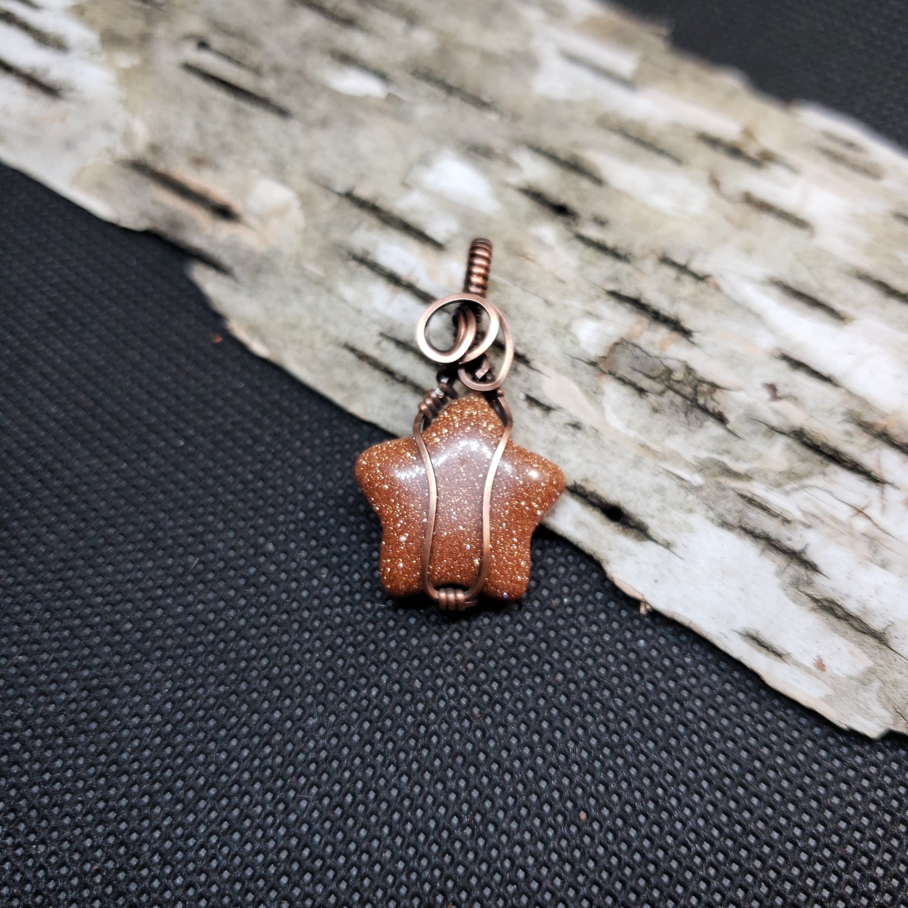 Copper Pendant Wrap Adventurine Star