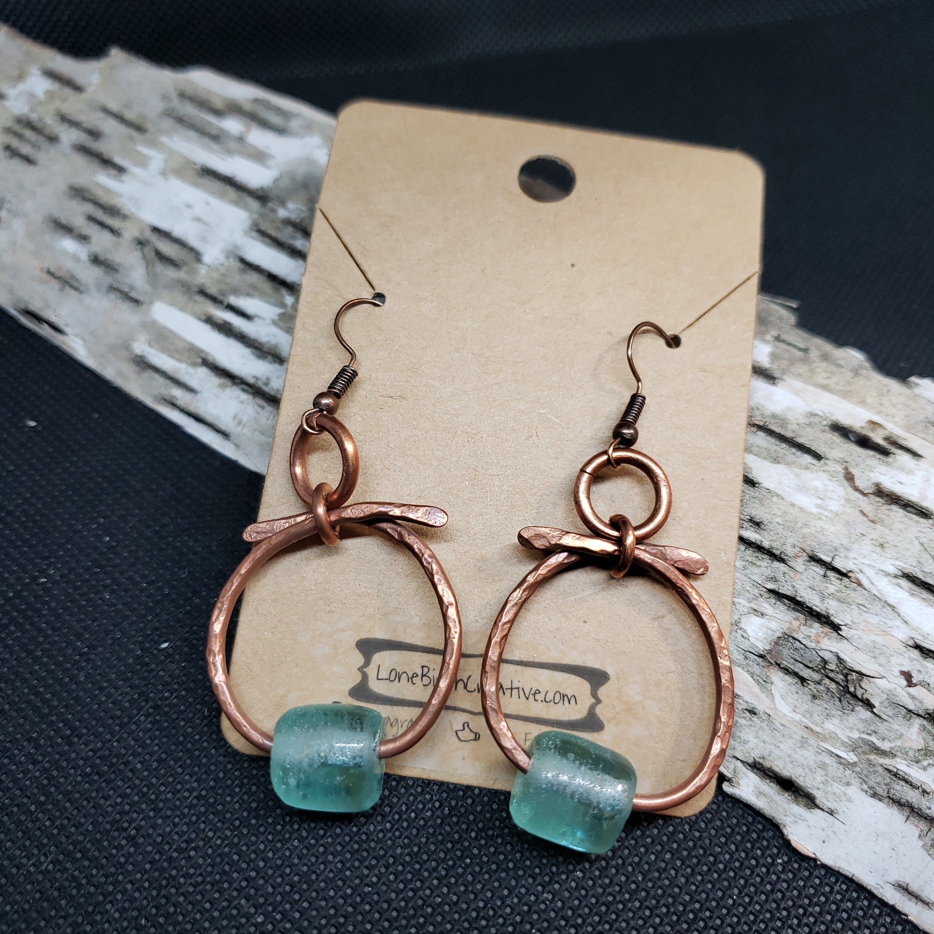 POS copper forged hoop recycled glass bead his last speed dangle hearing