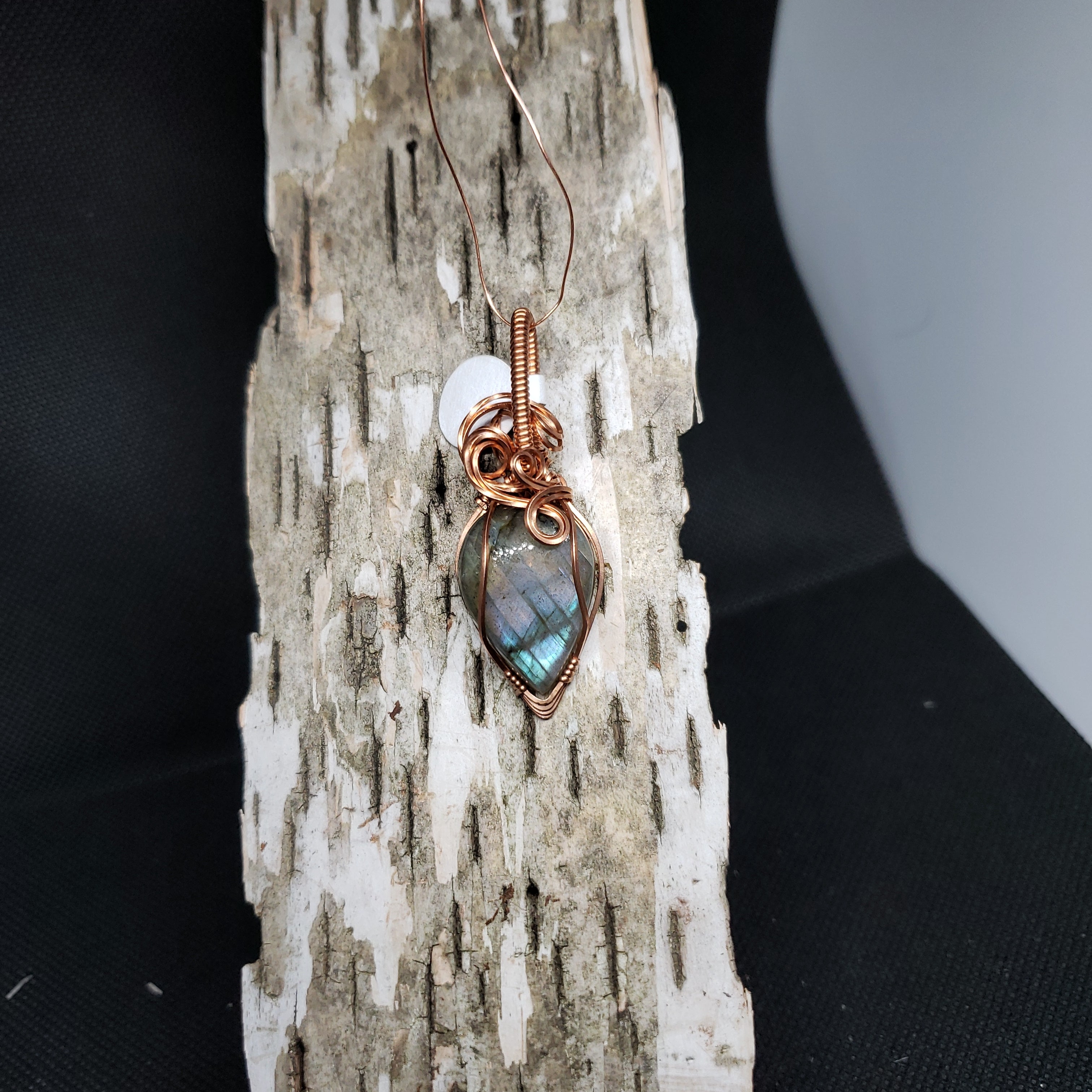 Copper Wire Wrap Labradorite Pendant