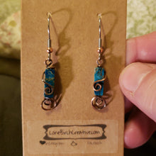 Load image into Gallery viewer, Blue Green Sea Sediment and Copper Earrings