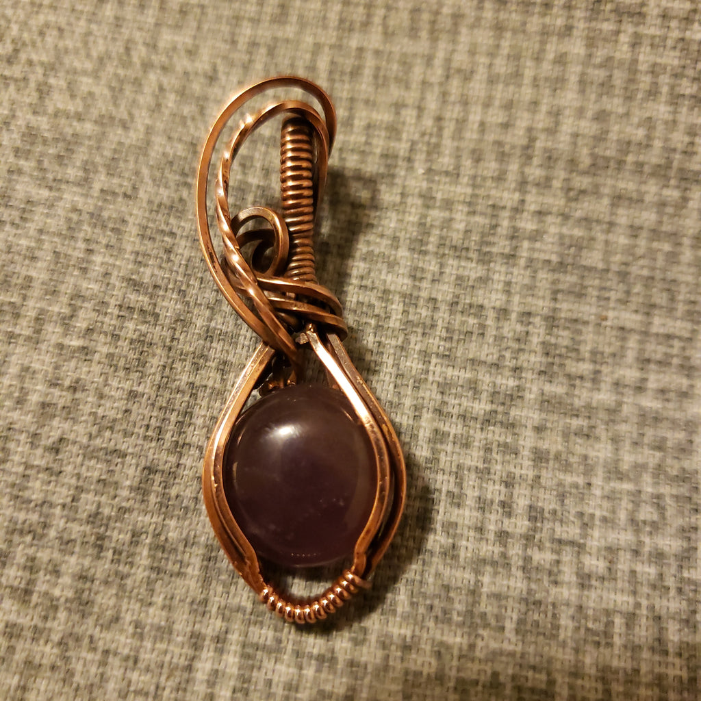Amethyst Copper Wire Wrap  Pendant