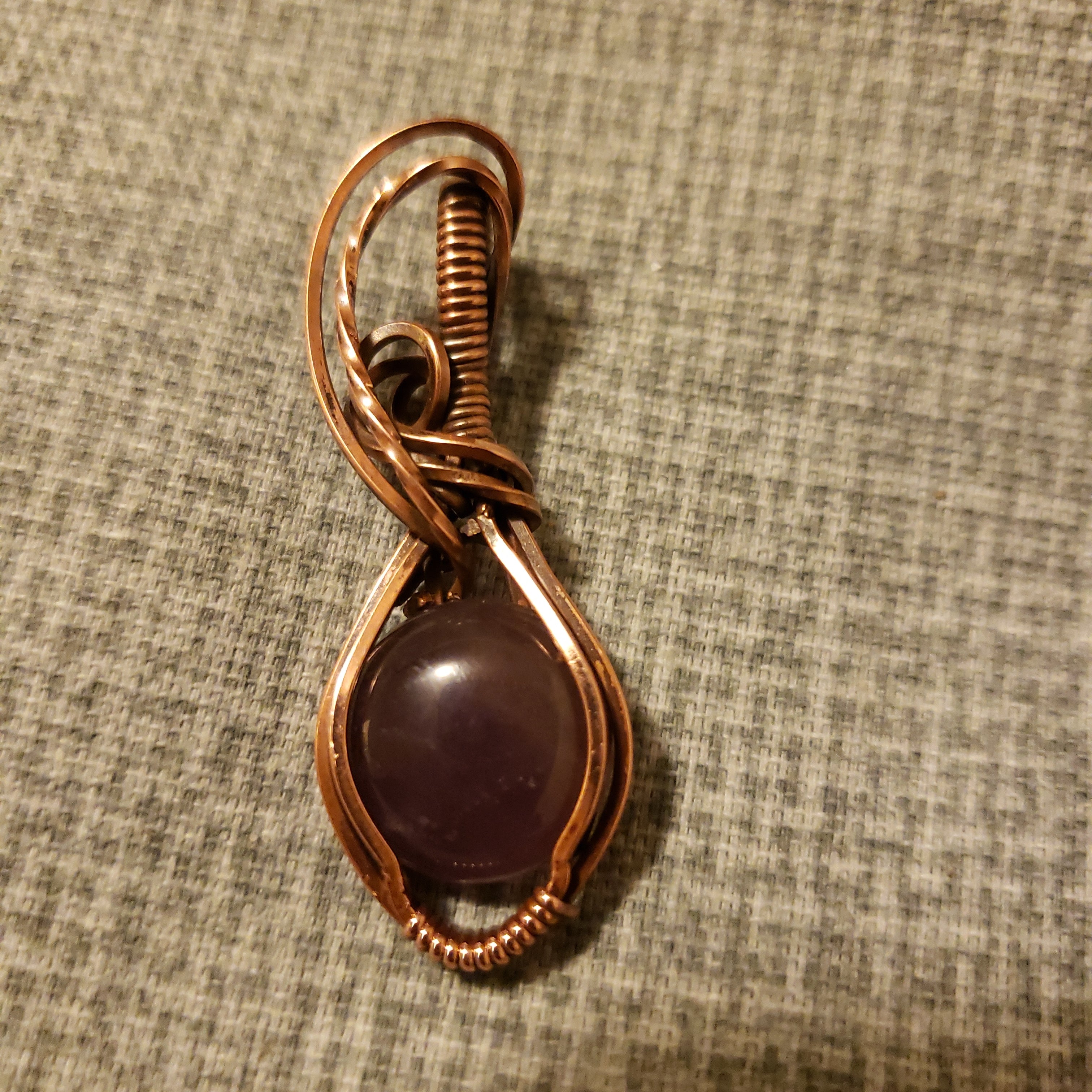 Amethyst Copper Wire Wrap  Pendant