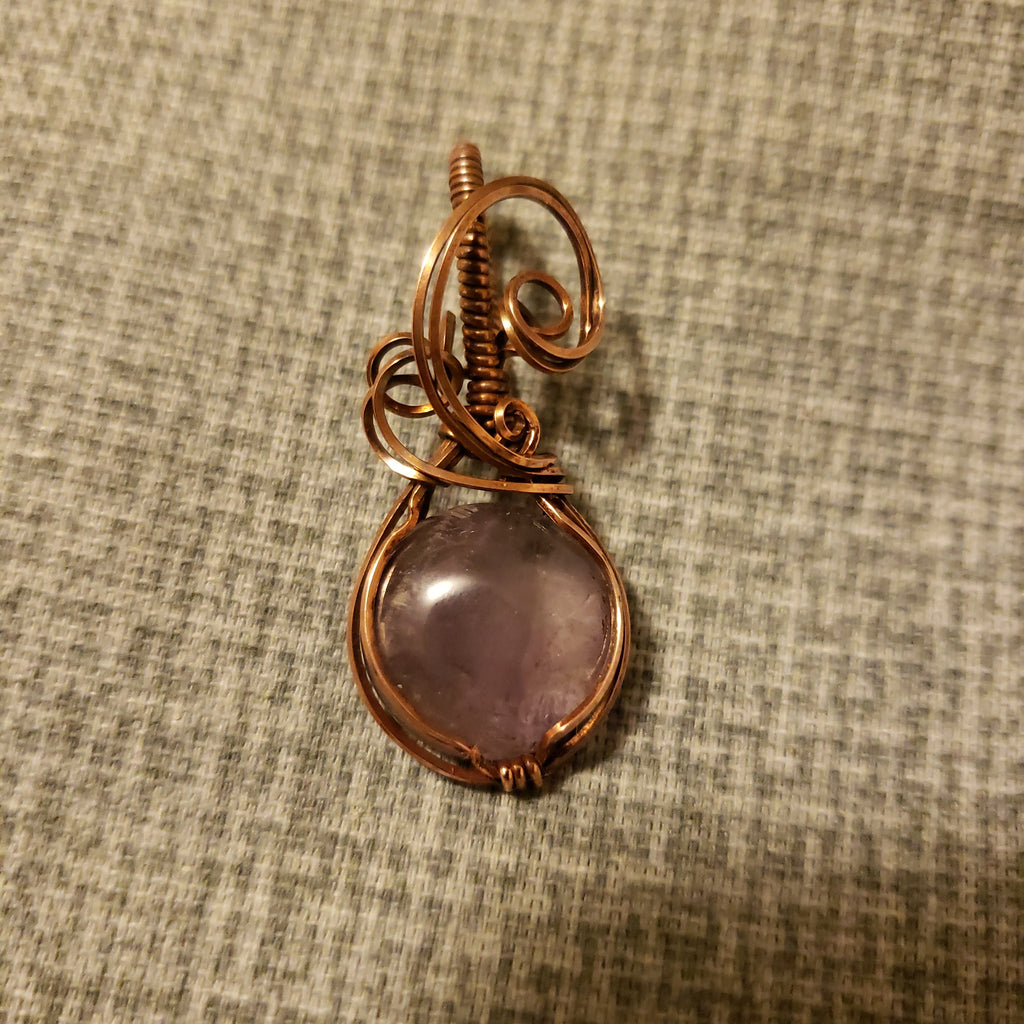 Amethyst Copper Wire Wrap  Pendant