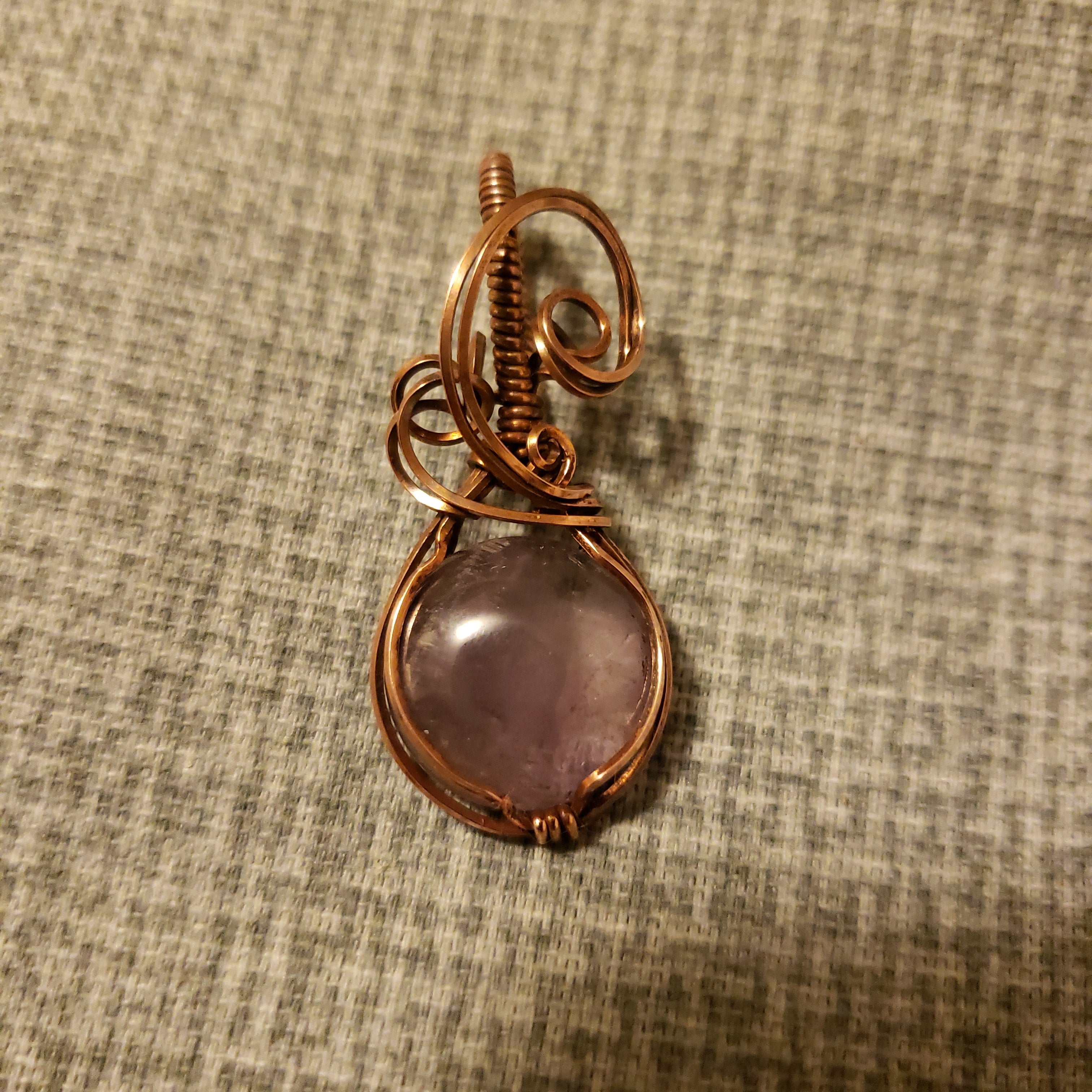 Amethyst Copper Wire Wrap  Pendant