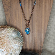 Load image into Gallery viewer, Blue Green Sea Sediment Jasper Copper Wire Wrap and Link Necklace