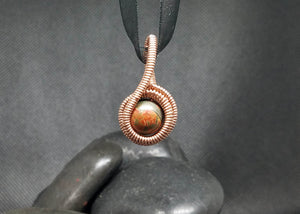 Pendant Copper Wire Wrap Picasso Stone Bead