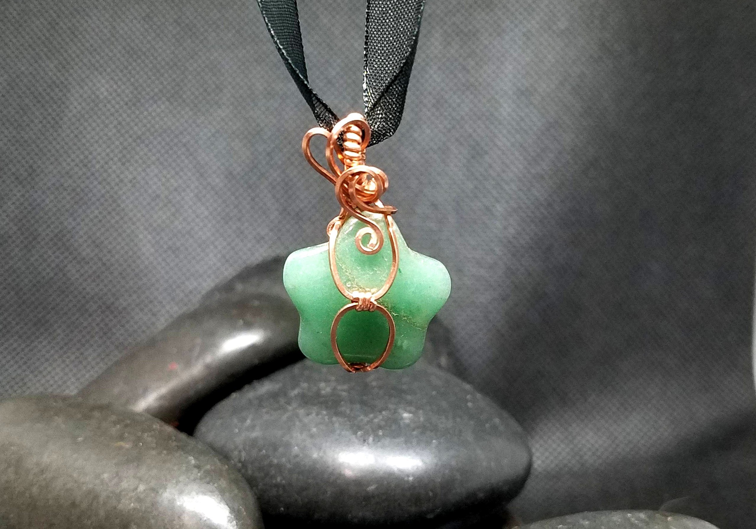 Copper Pendant Wrap Adventurine Star
