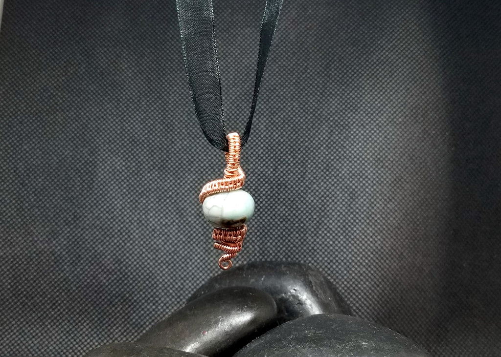 Copper Weave Penant with Fire Agate Bead