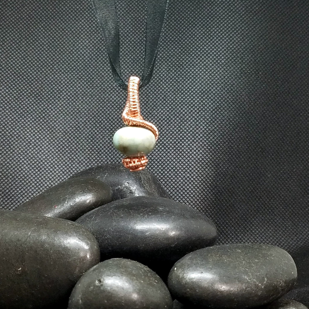 Copper Weave Penant with Fire Agate Bead