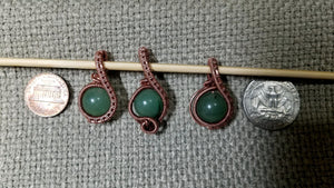 Pendant Copper Wirewoven Green Adventurine Bead