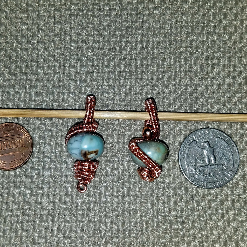 Copper Weave Penant with Fire Agate Bead