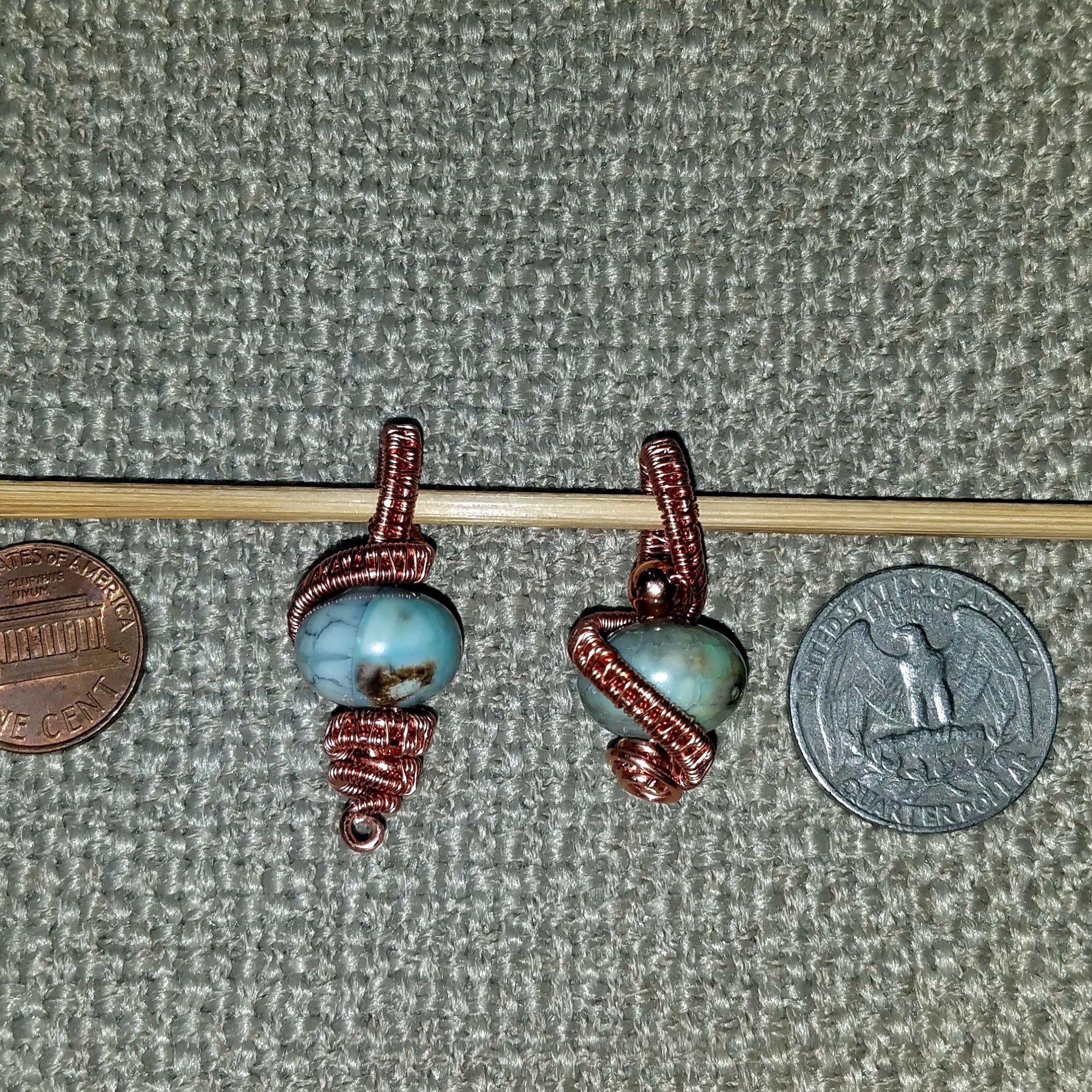 Copper Weave Penant with Fire Agate Bead