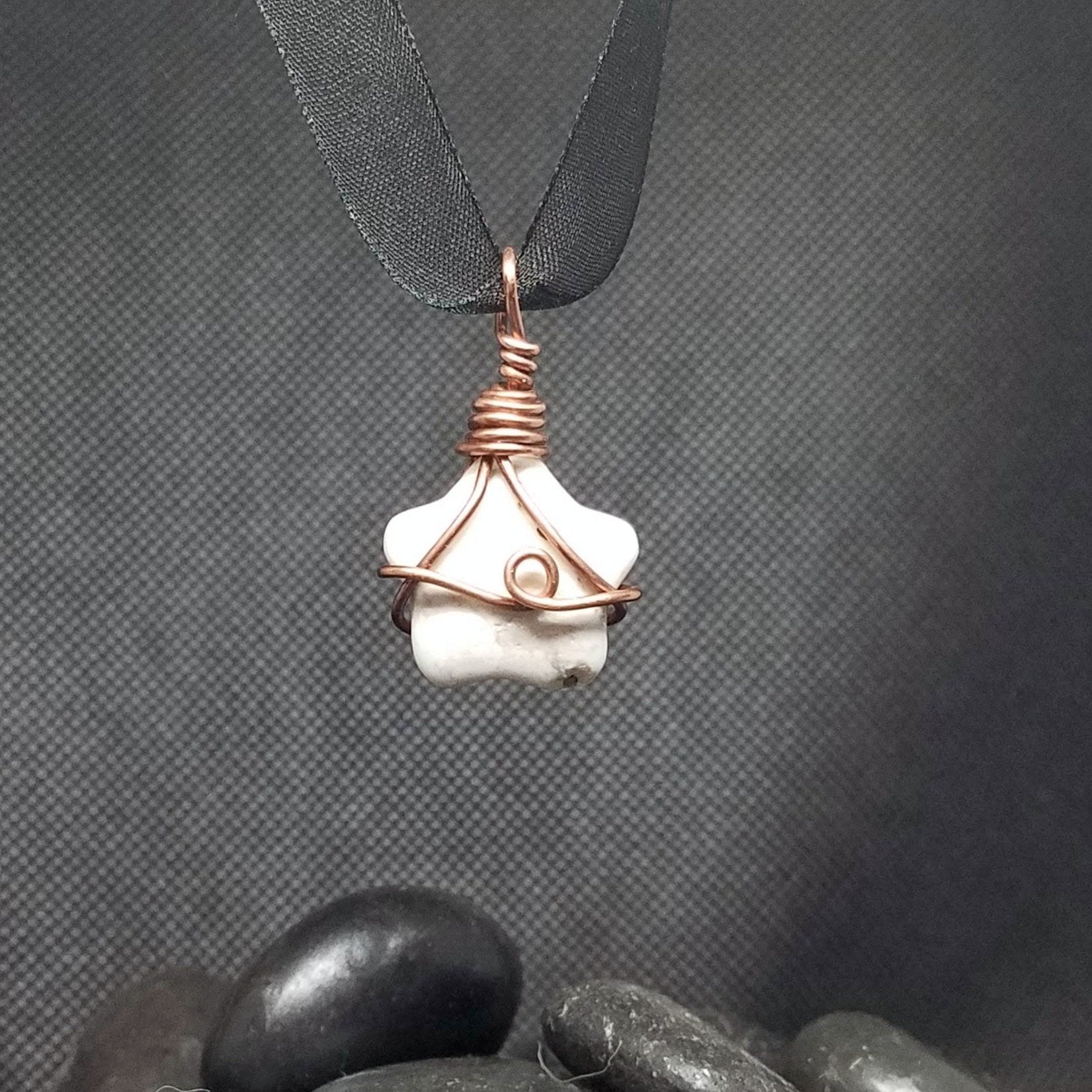 Pendant Copper Wrap Howlite Star