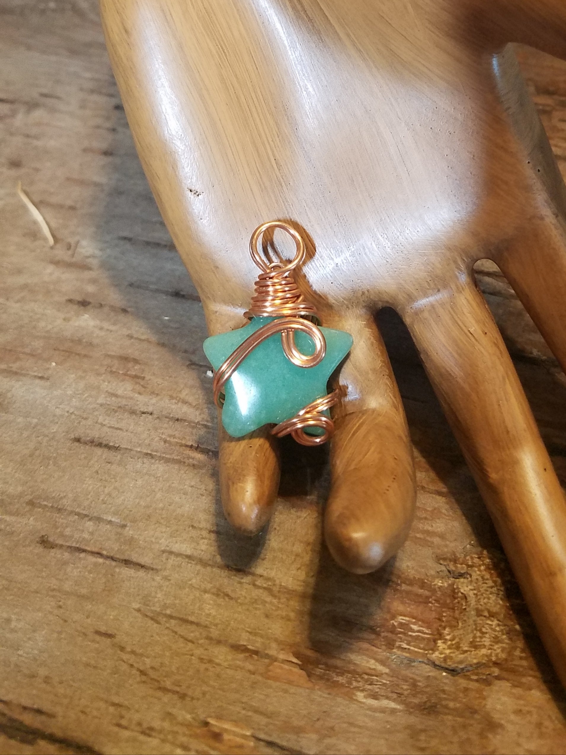 Copper Pendant Wrap Adventurine Star