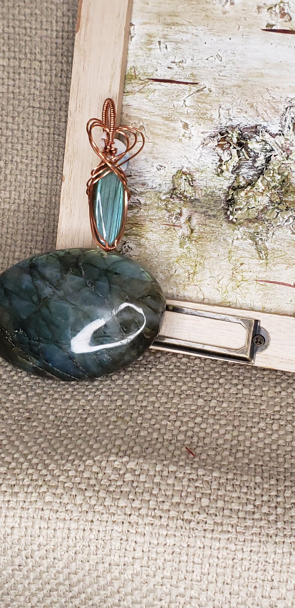 Copper Wrap Labradorite Pendant Heart Bale