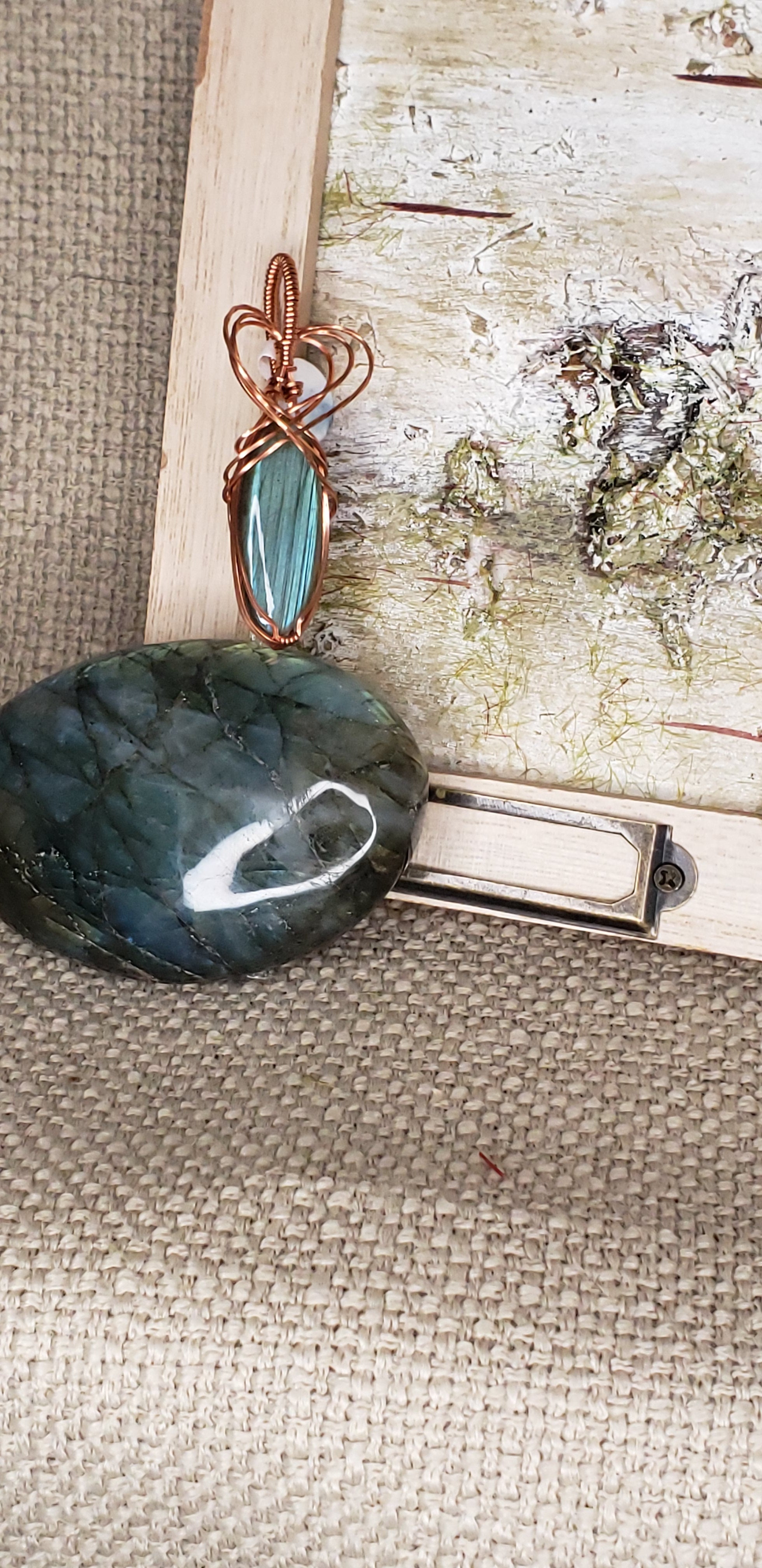 Copper Wrap Labradorite Pendant Heart Bale