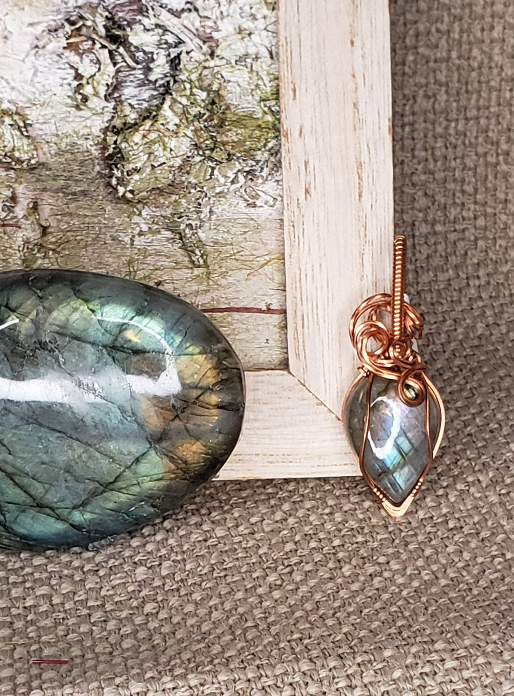 Copper Wire Wrap Labradorite Pendant