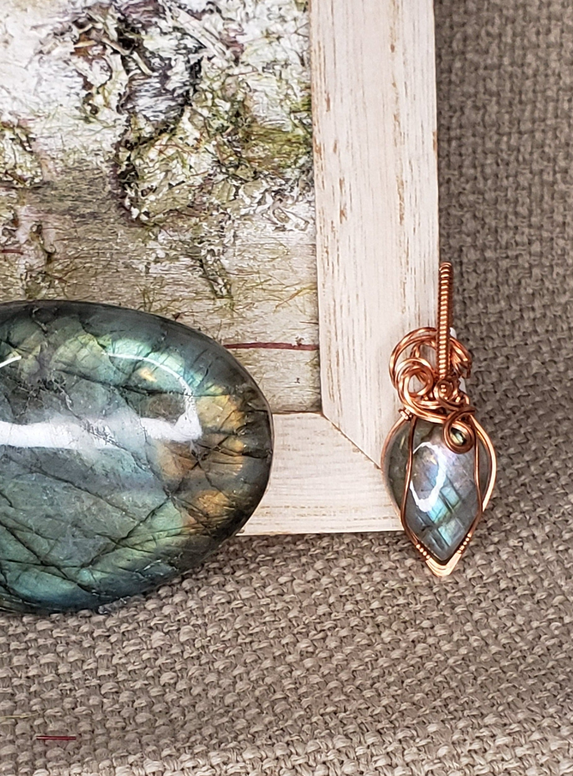 Copper Wire Wrap Labradorite Pendant