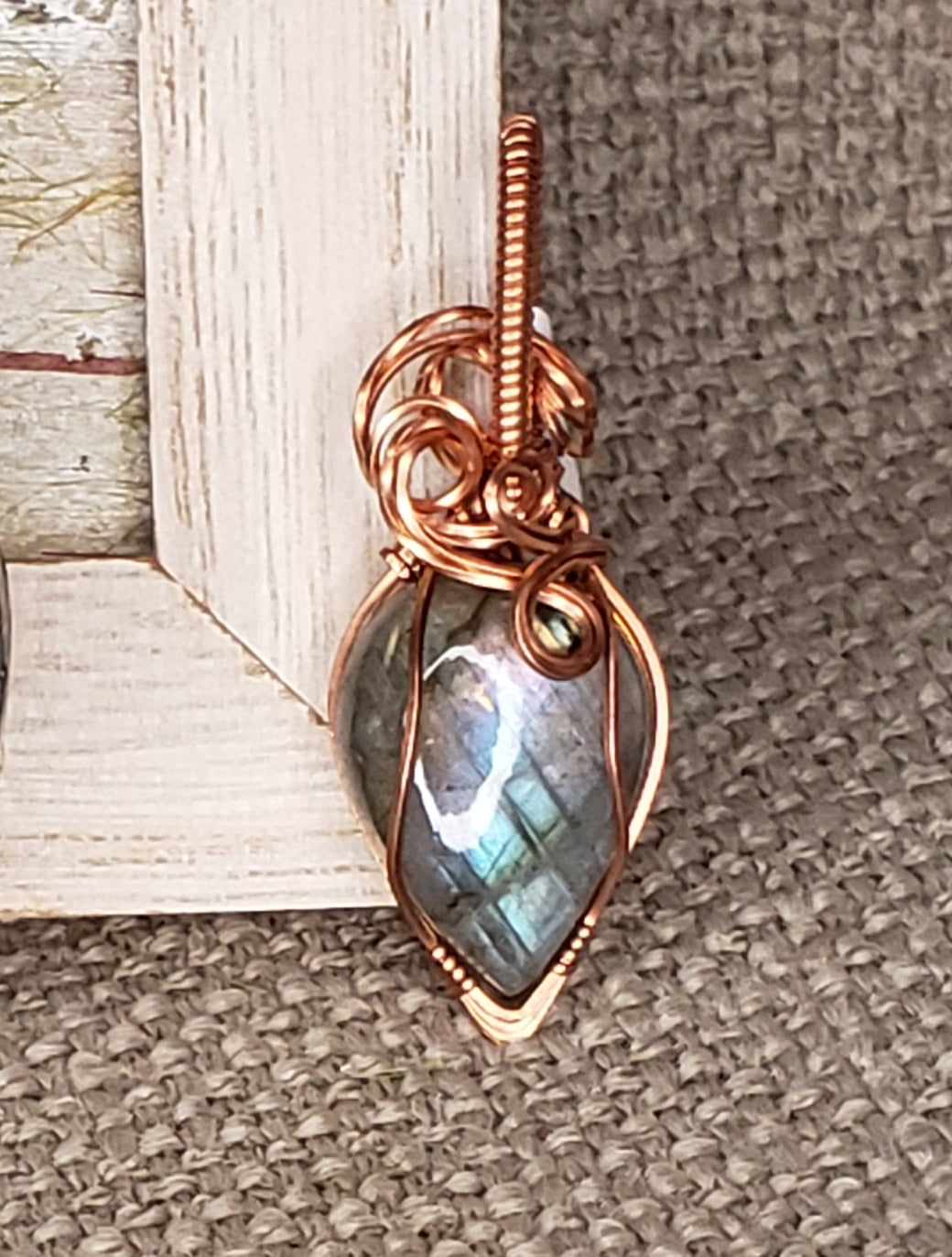 Copper Wire Wrap Labradorite Pendant