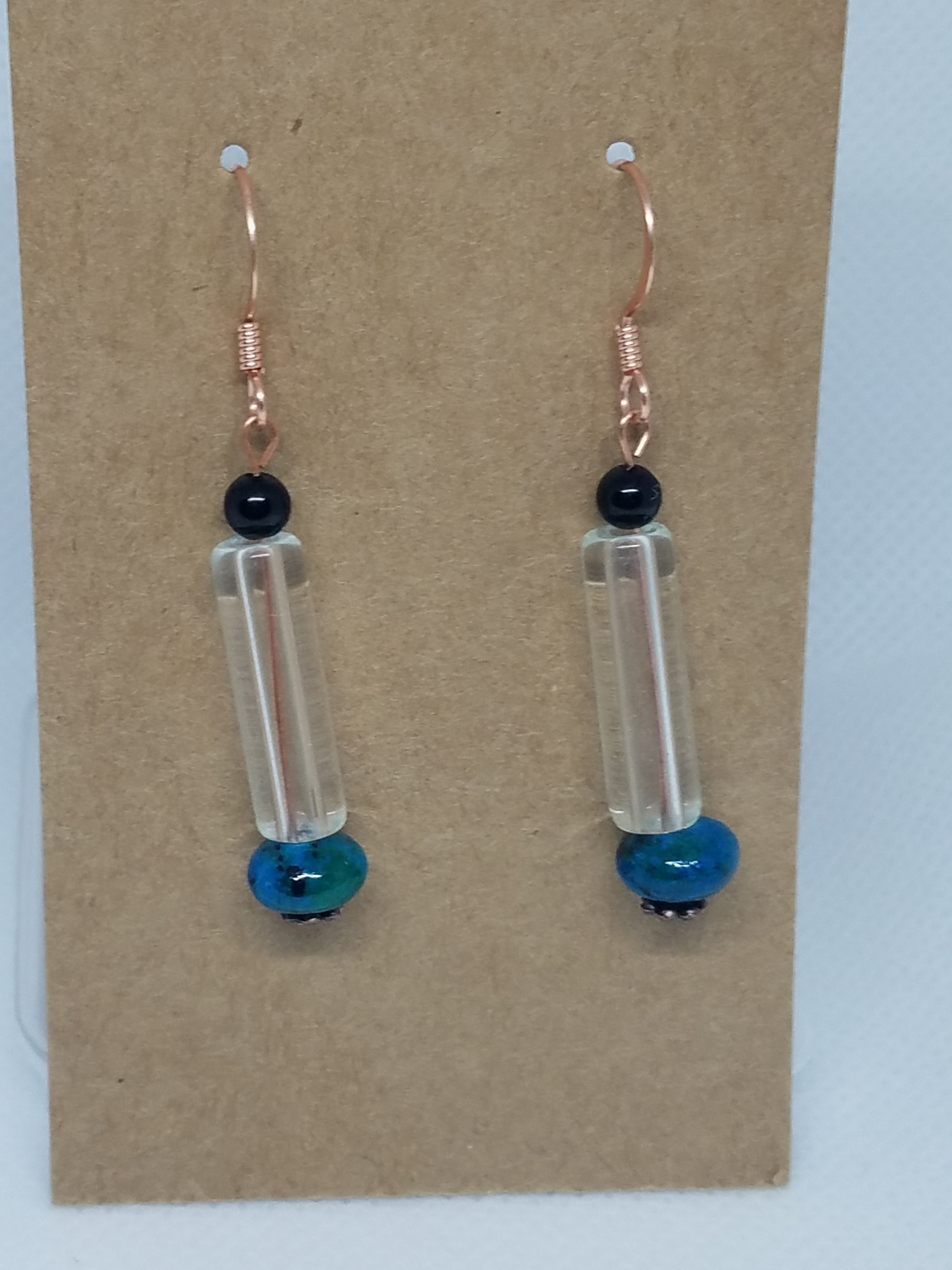 Crystal black onyx and faux chrysocolla